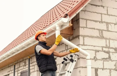 Pose et remplacement de gouttières à la Prétière